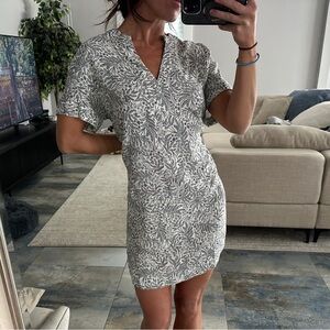 H&M Ivory & Black Leaf Print Viscose Kaftan Summer Dress